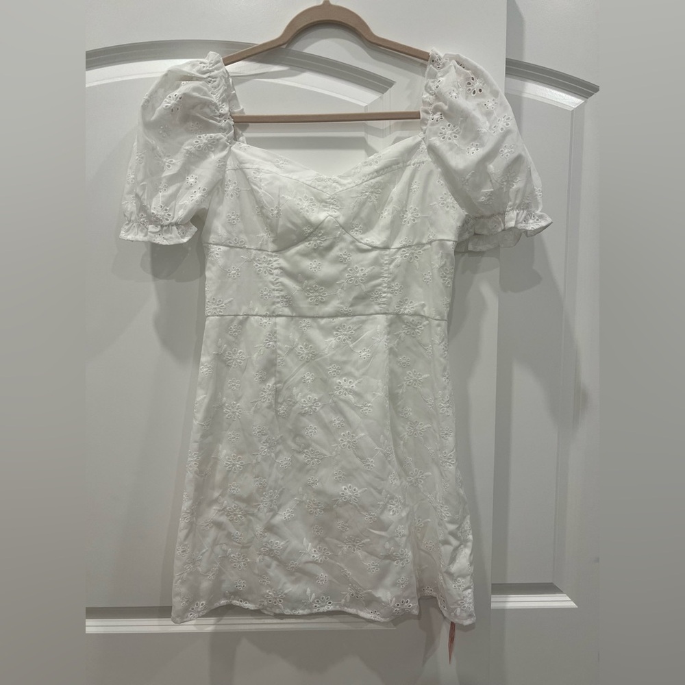 SHEIN White Floral Mini Grad Dress